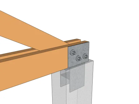Befestigung eines Dachbinders an einer Stütze