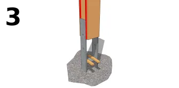 Platzieren Sie den Pfosten entsprechend den Markierungen