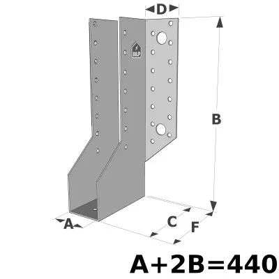 Balkenschuh mit innenliegenden Schenkeln - A4 Edelstahl - Réf. SAEX440/1.5X