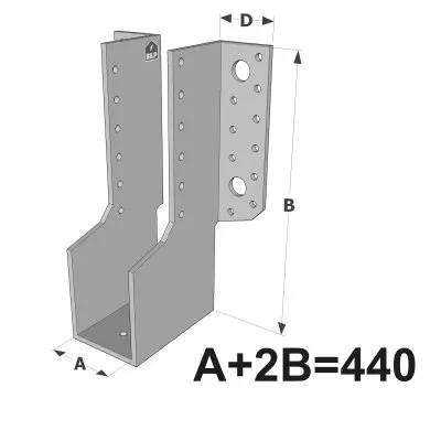Große Balkenschuhe mit außenliegenden Schenkeln, ECONOMIC GLE-Sortiment (Größe 300mm, Dicke 4mm, Tiefe 90mm) - Réf. GLE440/100/4