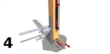 Nehmen Sie das Lot des Pfostens und befestigen