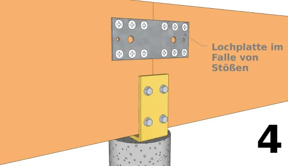 Befestigen Sie den Unterzugbalken gegen die Winkelverbinder