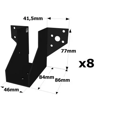 Balkenschuh mit außenliegenden Schenkeln - SAE-Sortiment SCHWARZES Finish (Dicke 2mm, Tiefe 84mm) - Réf. SAE200/46/2PB_8