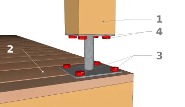 Technik 2 : Fester oder verstellbarer Stützenfuß auf zwei Platten