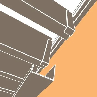 Visualisation 3D : chéneau Gris beige RAL7006 sous les lames et mécanisme SUNDIY