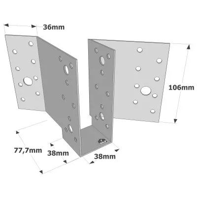45°-Balkenschuh - Réf. S45D250/38/1.5