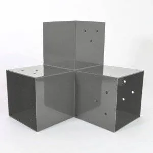 SUNDIY Verbinder Grau Aluminium RAL 9006 - 90mm in 3 Richtungen - L-Form