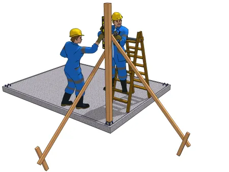 Montage eines Pfostens auf einem flachen Fundament (Technik 2)