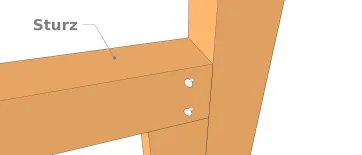 Befestigung mit Nägeln an der Seitenfläche des Sturzes