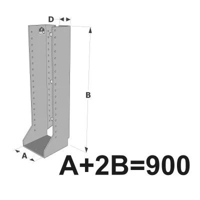 Große Balkenschuhe mit Innenlaschen, GSI CLASSIC-Serie (Dicke 4 mm, Tiefe 110 mm) - Réf. GSI900/4X-AL