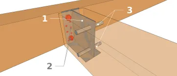 Technik 7 : Befestigung der Balken mit einem verdeckten T-Balkenträger