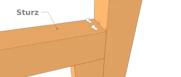Befestigung mit Nägeln auf der Oberseite des Sturzes