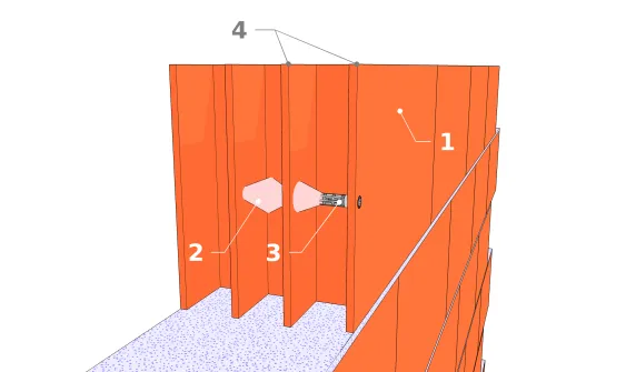 Schematische Darstellung des Prinzips der Installation einer Siebhülse in Hohlziegeln