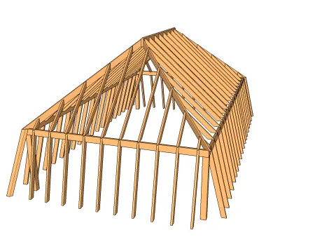 Anatomie eines Dachstuhls des Mansarddachs