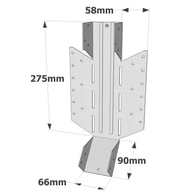 Sparrenkopfverbinder mit einstellbarer Neigung und Ausrichtung - Réf. LSSU275/66