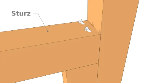 Befestigung eines Sturzes mit Schrauben