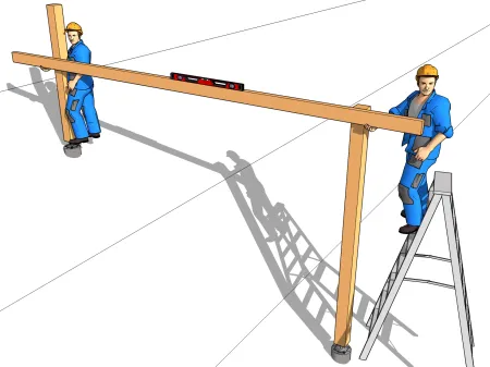 Die Montage des Pfostens auf geneigtem Boden
