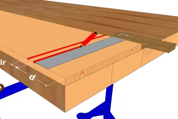 Nehmen Sie die Markierung auf dem zu bearbeitenden Holz