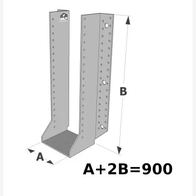 Große Balkenschuhe mit außenliegenden Schenkel, GSE CLASSIC-Sortiment (Dicke 4mm, Tiefe 110mm) - Réf. GSE900/4X