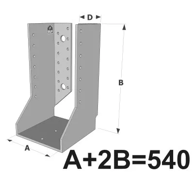 Große Balkenschuhe mit Innenlaschen, GSI CLASSIC-Serie (Dicke 4 mm, Tiefe 110 mm) - Réf. GSI540/4X-AL