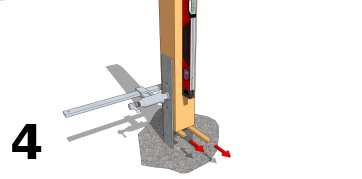 Nehmen Sie das Lot des Pfostens und befestigen