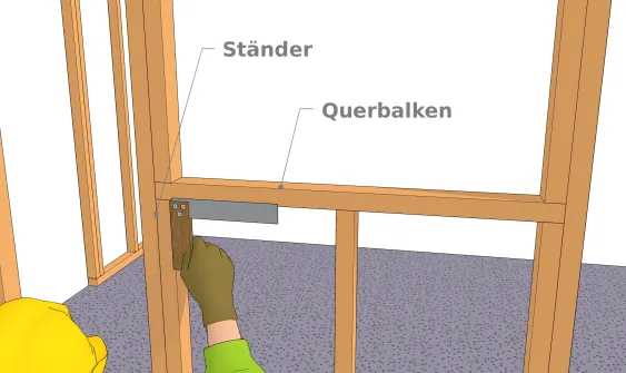 Bestimmung der Rechtwinkligkeit einer unteren Schwelle eines Fensters auf einem Pfosten