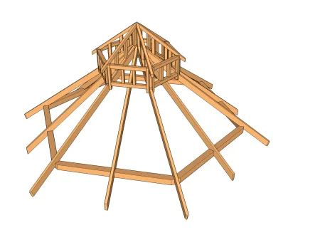 Anatomie eines Dachstuhls des Stufendachs