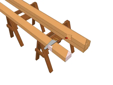 Vorbereitung der Elemente eines Dachstuhls