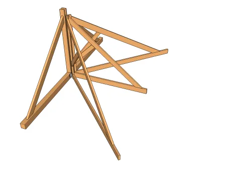 Die Halbbinder des Dachstuhls eines Walmdachs