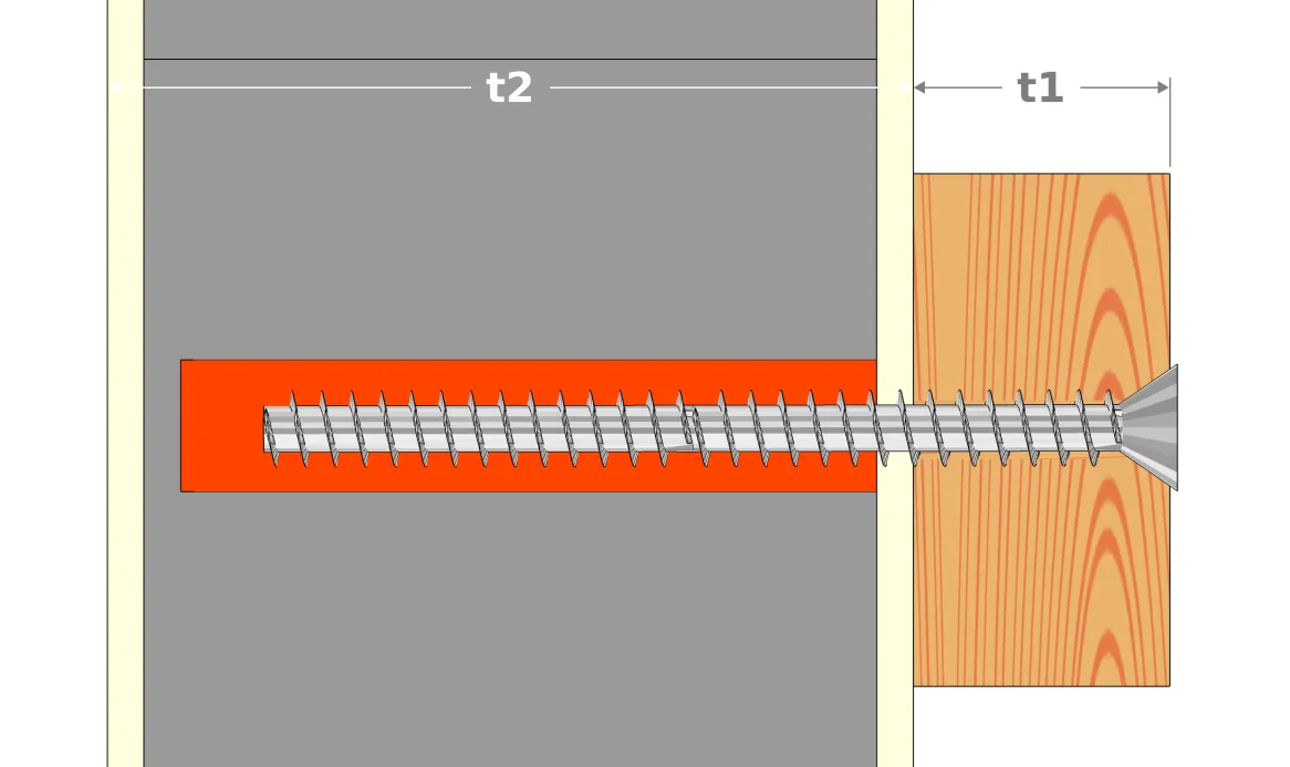 Schema für die Befestigung einem Wandbalken an einer Fassade