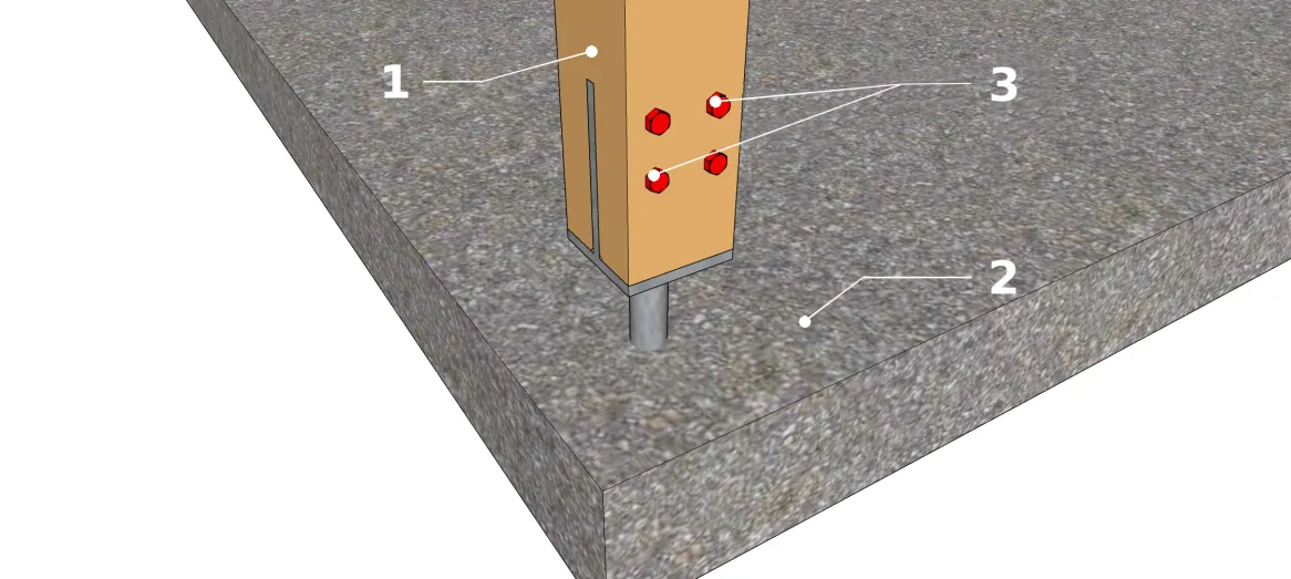 Technik 1 : einbetonierter Pfostenträger