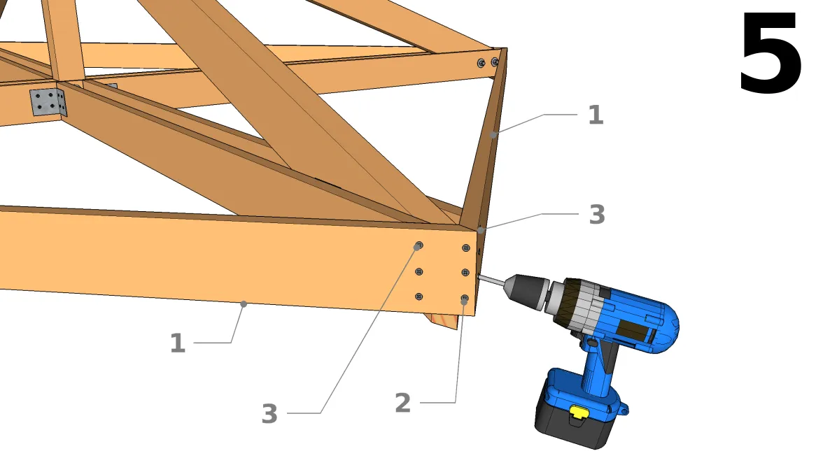 Zusammenbau und Befestigung der Querbalken (Schwelle)