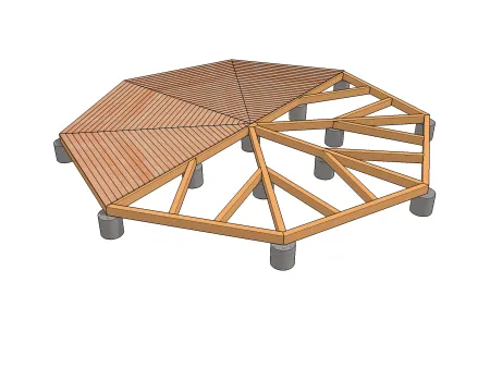 Polygonale Holzplattform