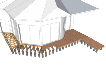 Holzterrasse auf gemauerten Sockel