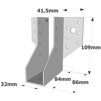 Balkenschuhe mit außenliegenden Schenkeln, SAE CLASSIC-Serie (Dicke 2 mm, Tiefe 84 mm) - Réf. SAE250/32/2