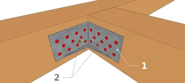 Technik 5 : Befestigung der Balken mit verstärkten Winkelverbinder