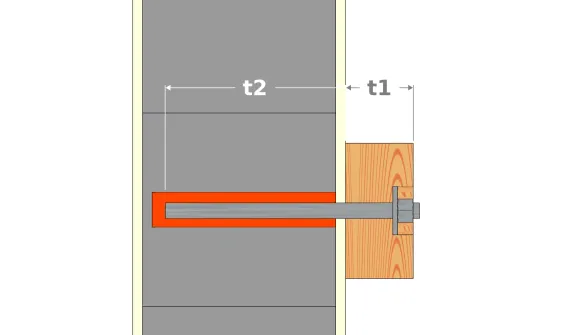 Schema der Befestigung eines Wandbalkens an einer Fassade
