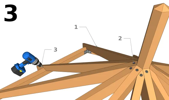 Montieren und befestigen Sie die Haupt- und Zwischensparren