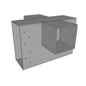 Vue en perspective du connecteur SUNDIY gris aluminium RAL 9006 - 240mm en forme de + avec 4 directions