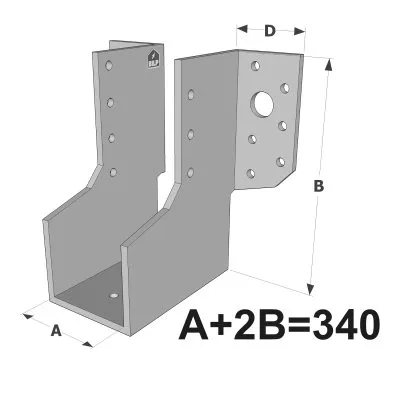 Große Balkenschuhe mit außenliegenden Schenkeln, ECONOMIC GLE-Sortiment (Größe 340mm, Dicke 4mm, Tiefe 90mm) - Réf. GLE340/4X