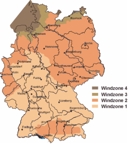 Windlastzonen von Deutschland