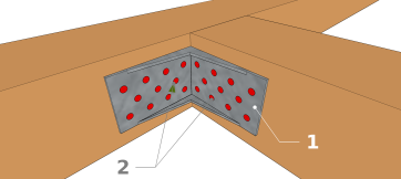 Technik 5 : Befestigung der Balken mit verstärkten Winkelverbinder