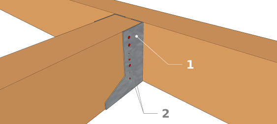 Technik 1 und 2 : Balkenbefestigung mit Balkenschuhen mit Innenlaschen